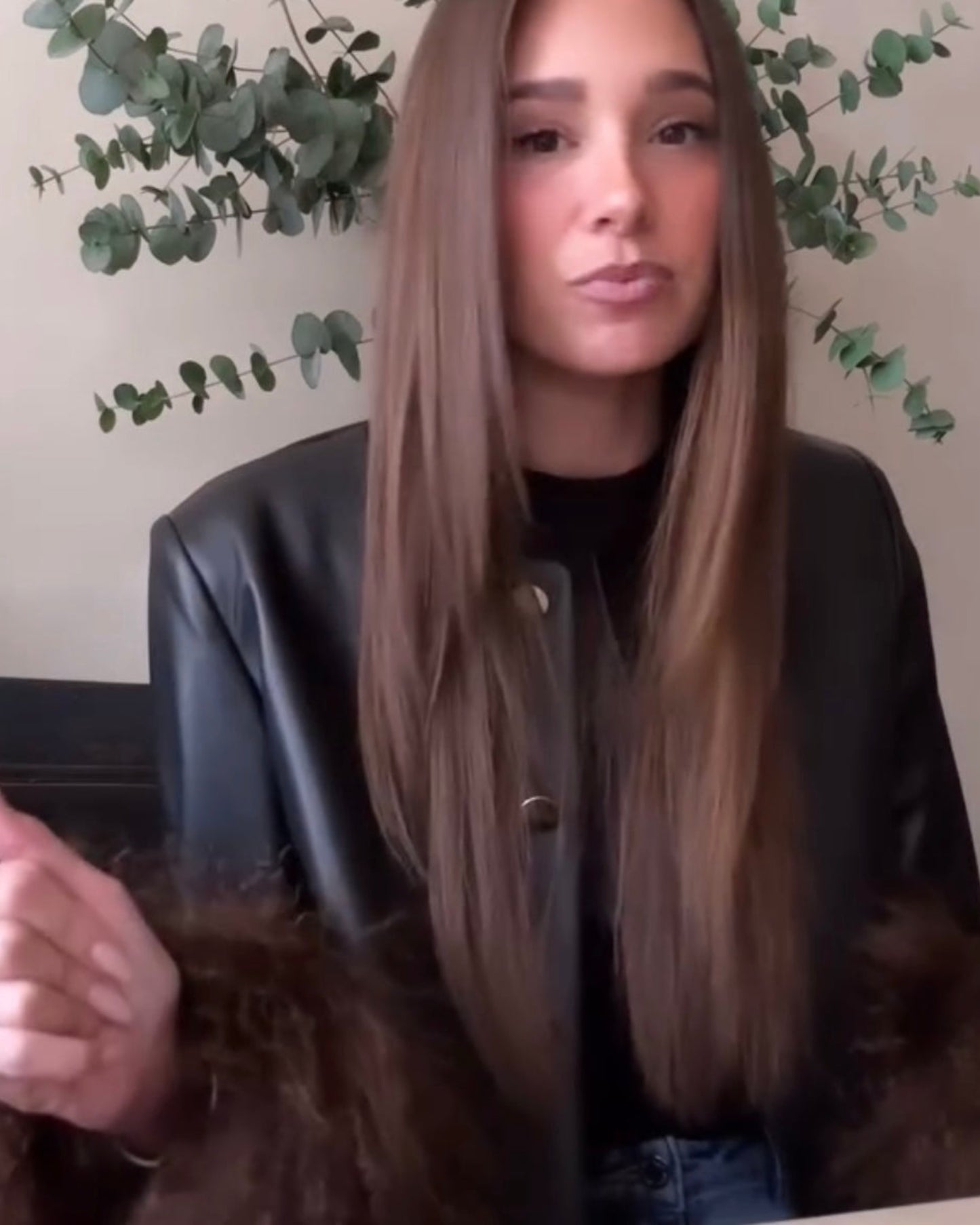 Frida Shearling Trim Leather Jacket