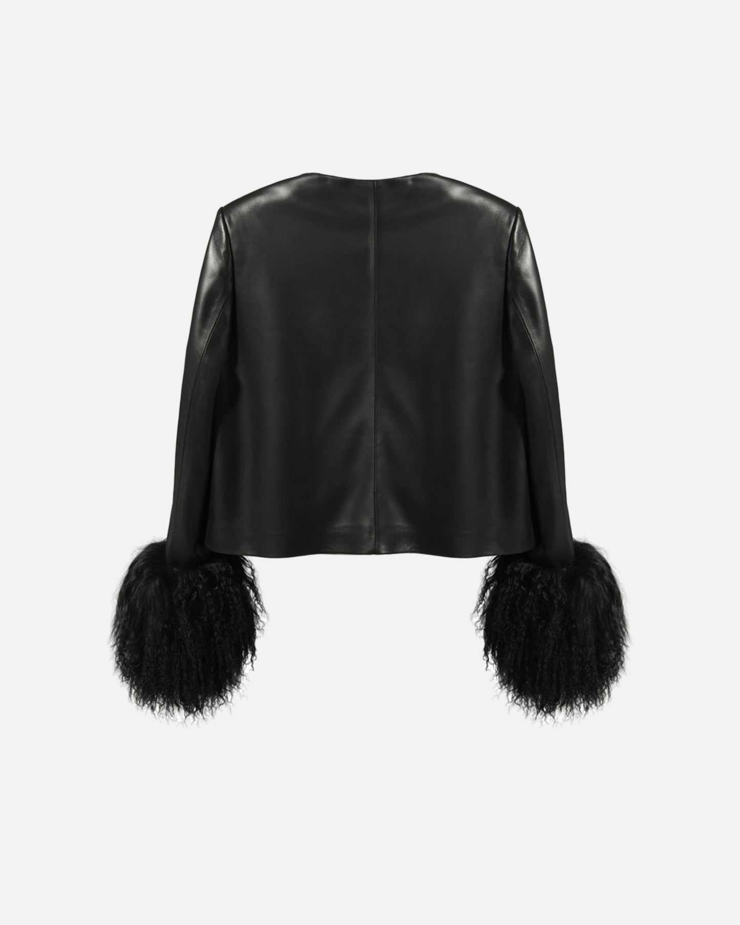 Frida Shearling Trim Leather Jacket
