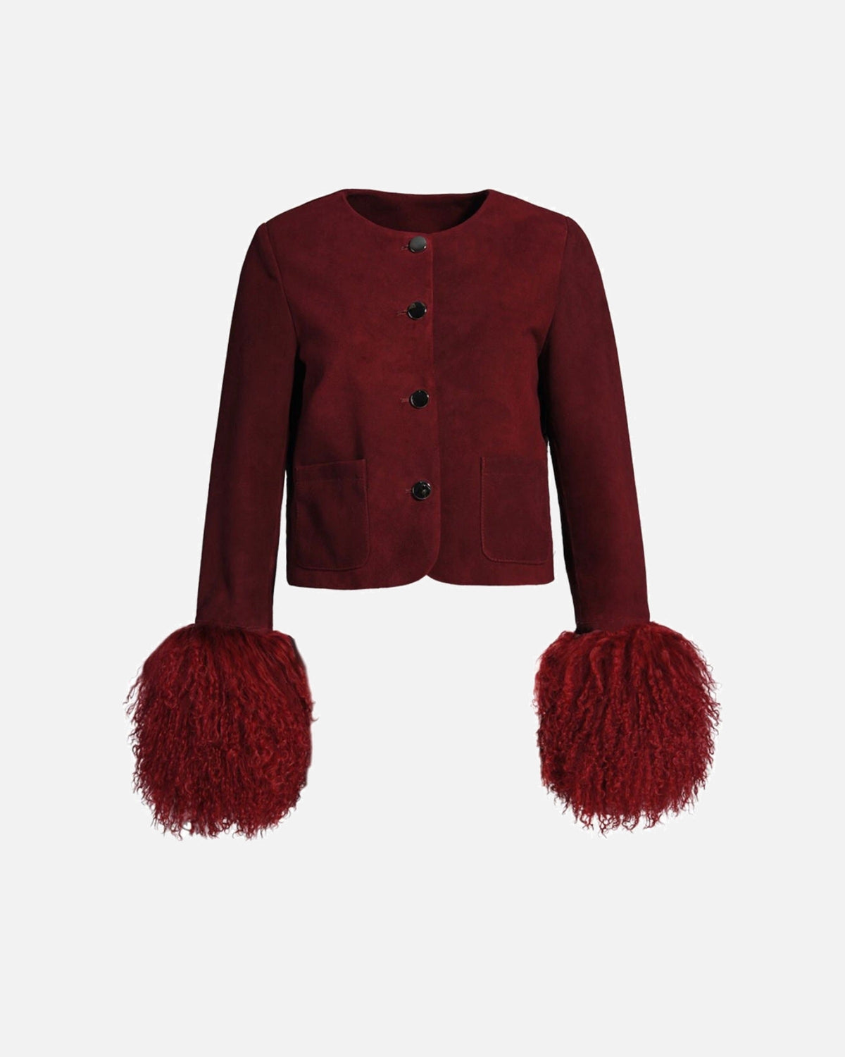 Frida Shearling Trim Suede Jacket