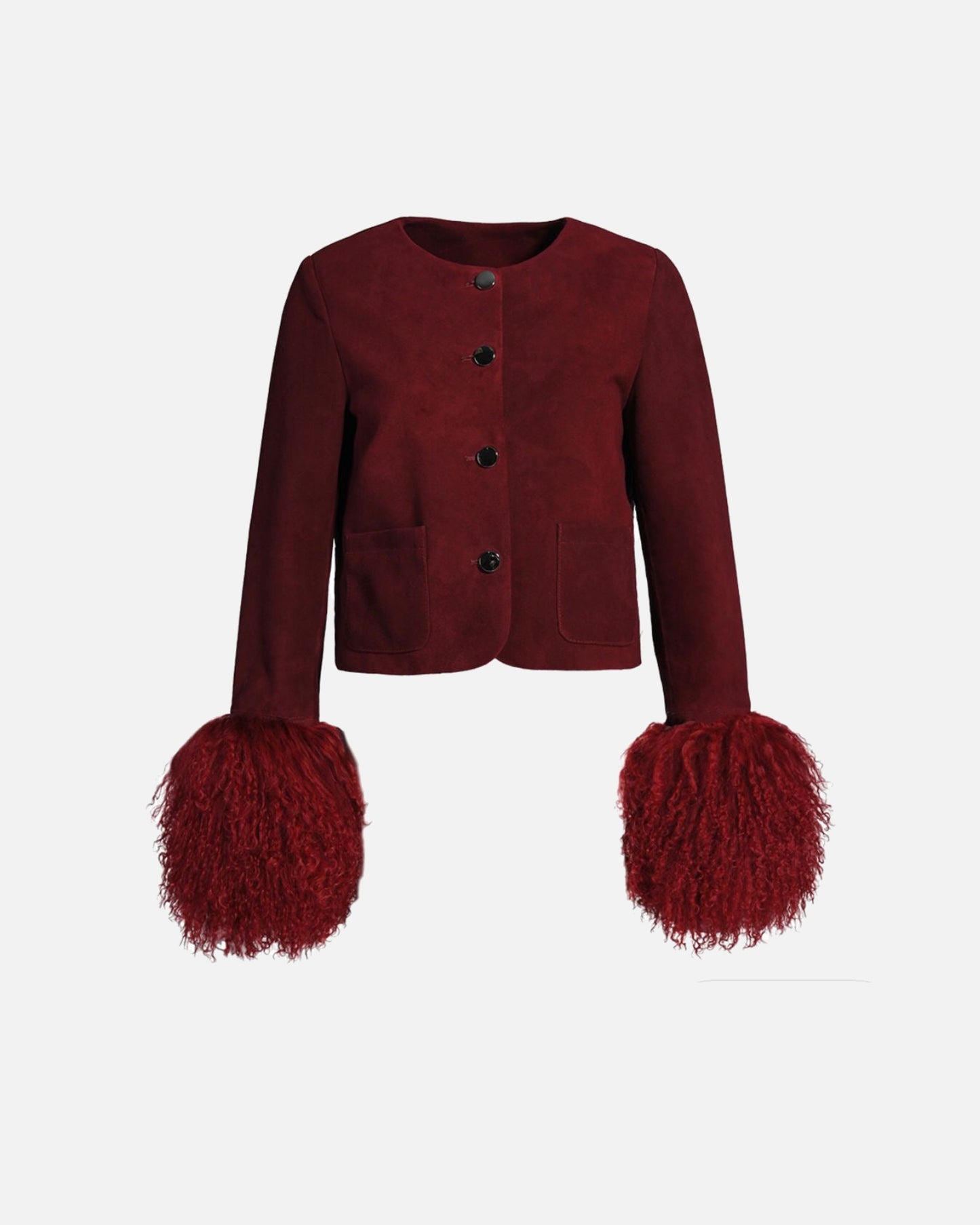 Frida Shearling Trim Suede Jacket