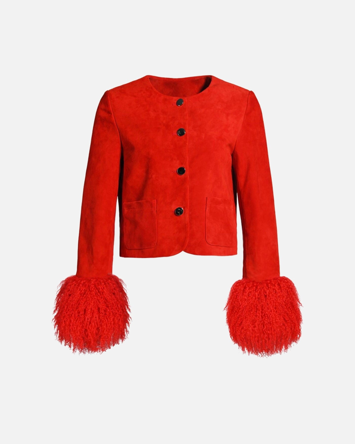 Frida Shearling Trim Suede Jacket