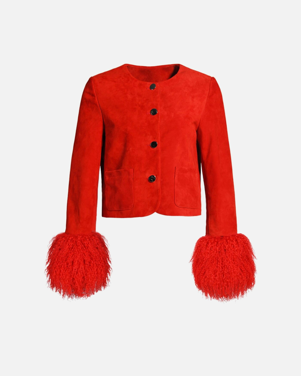Frida Shearling Trim Suede Jacket