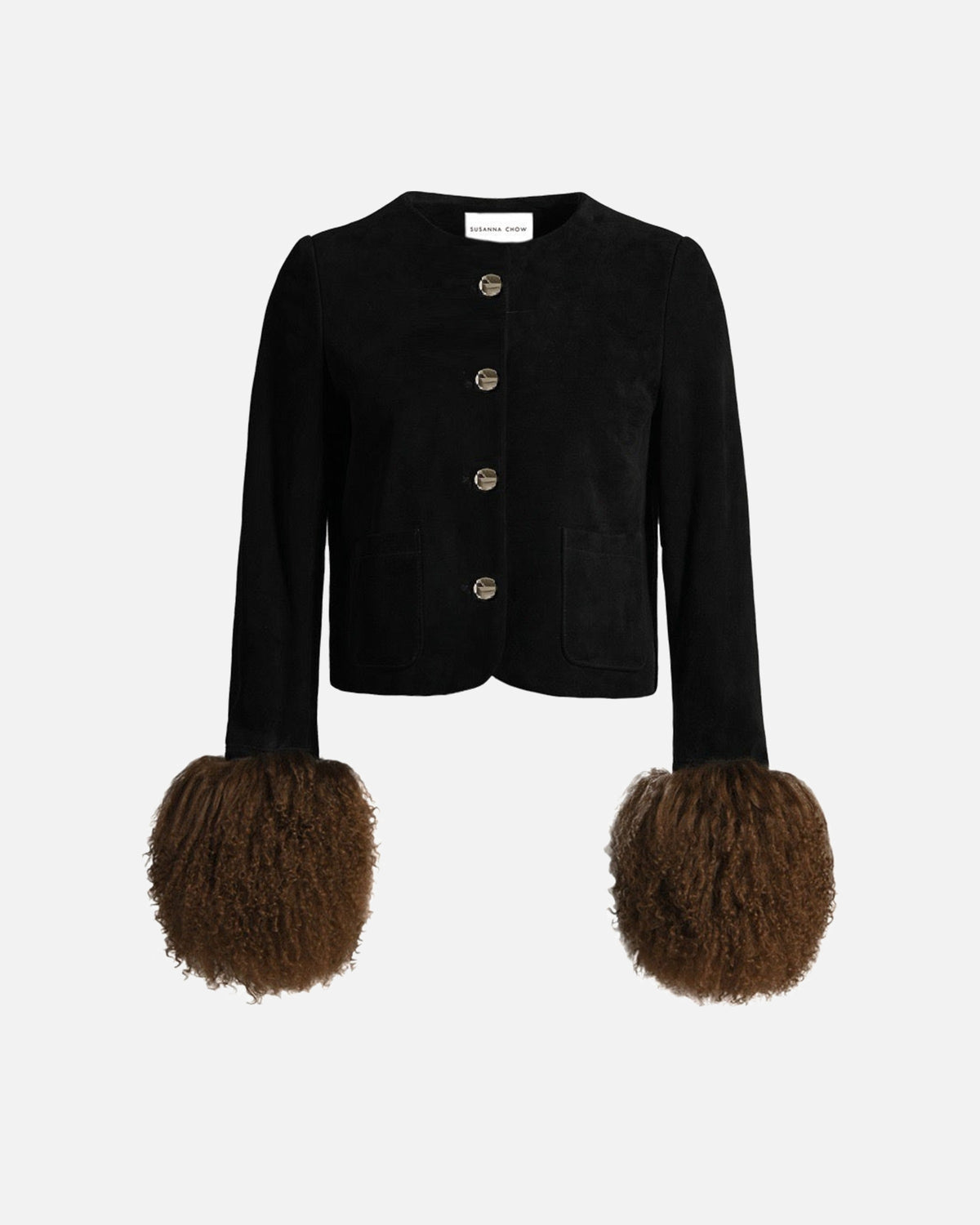 Frida Shearling Trim Suede Jacket