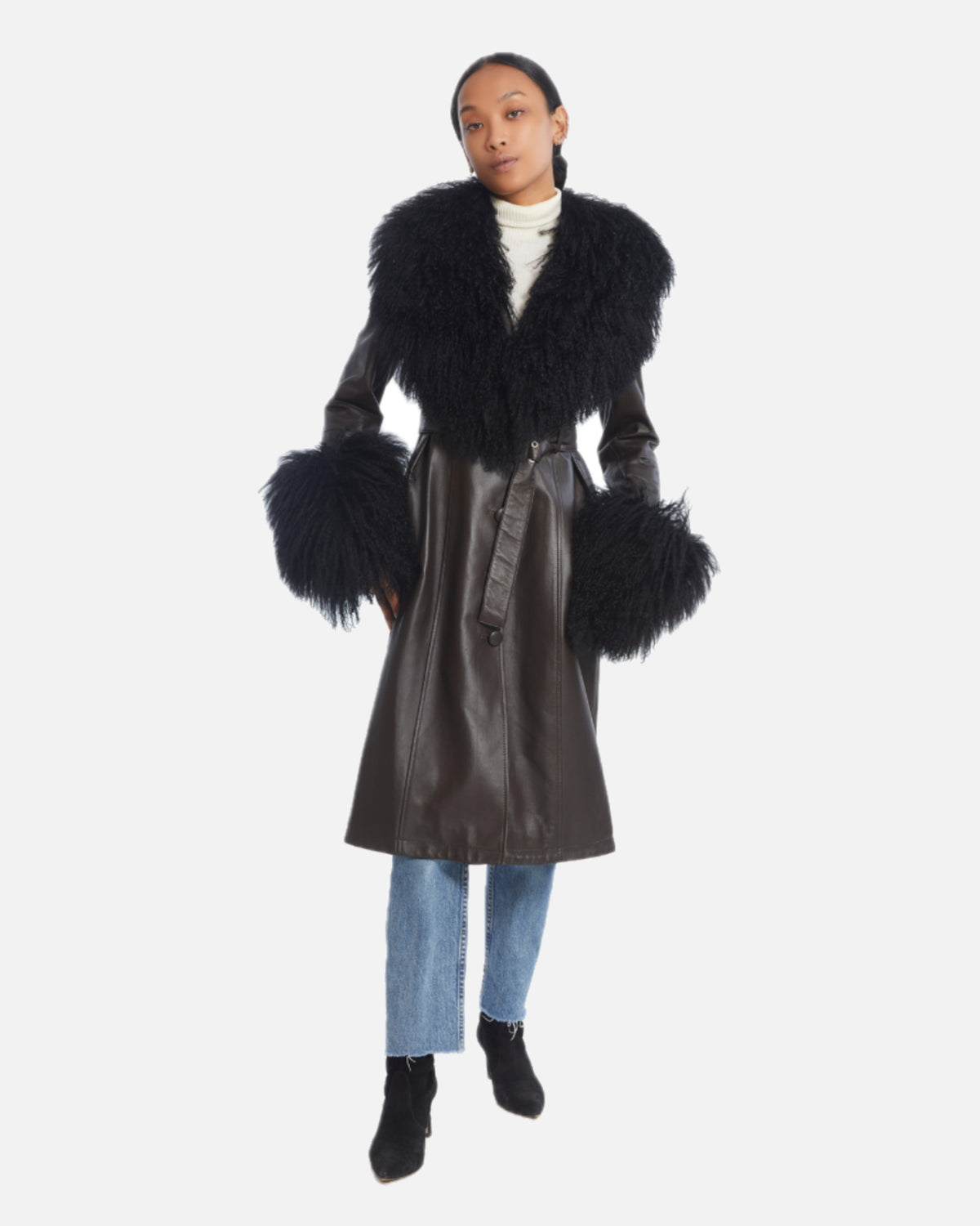 Greta Leather Shearling Coat
