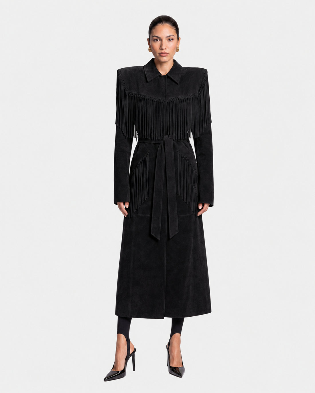 Riley Suede Fringe Trench Coat