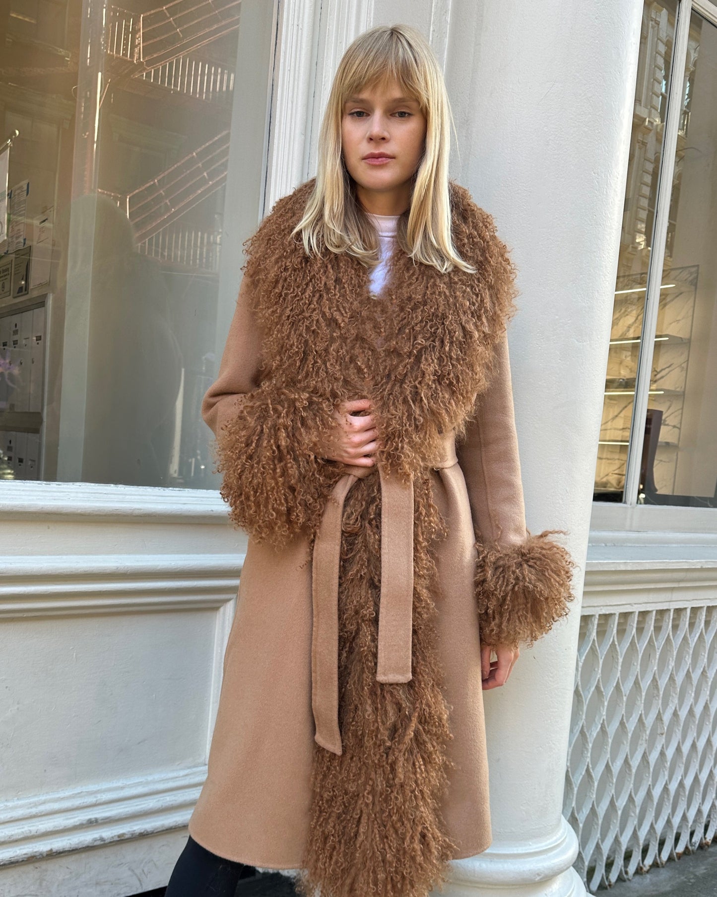 Inez Cashmere Shearling Coat
