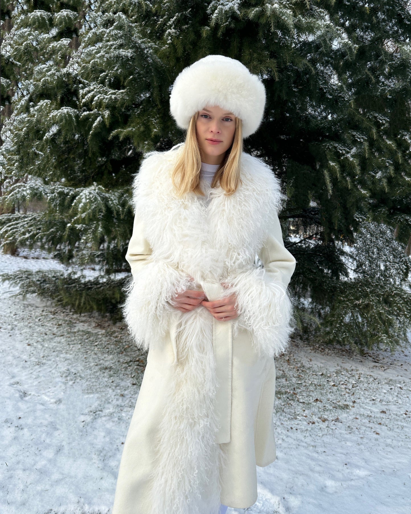 Inez Cashmere Shearling Coat