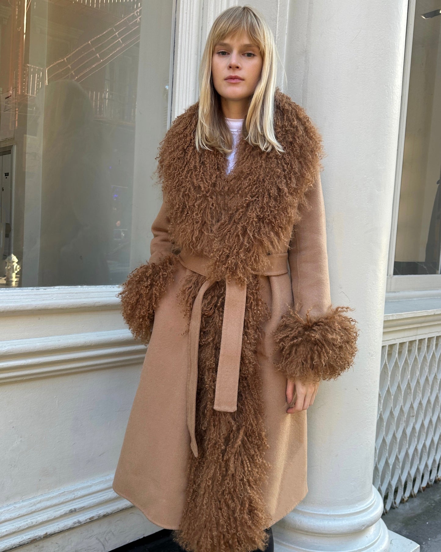 Inez Cashmere Shearling Coat