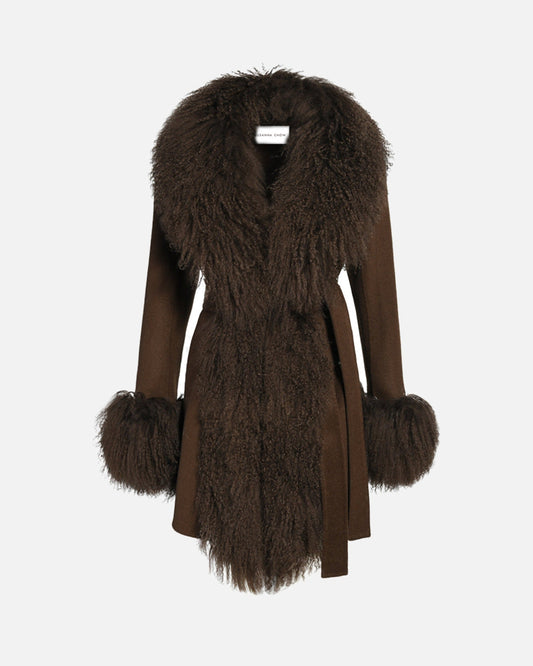Inez Cashmere Shearling Midi Coat