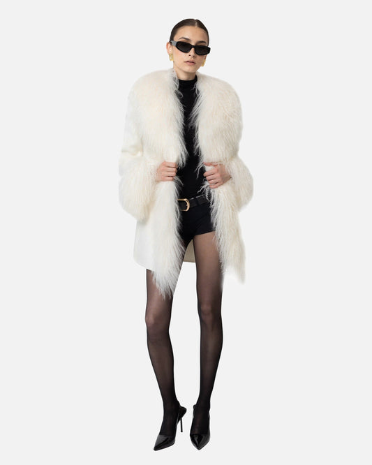 Inez Cashmere Shearling Midi Coat