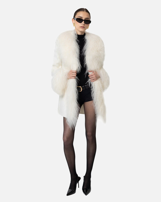 Inez Midi Cashmere Shearling Coat