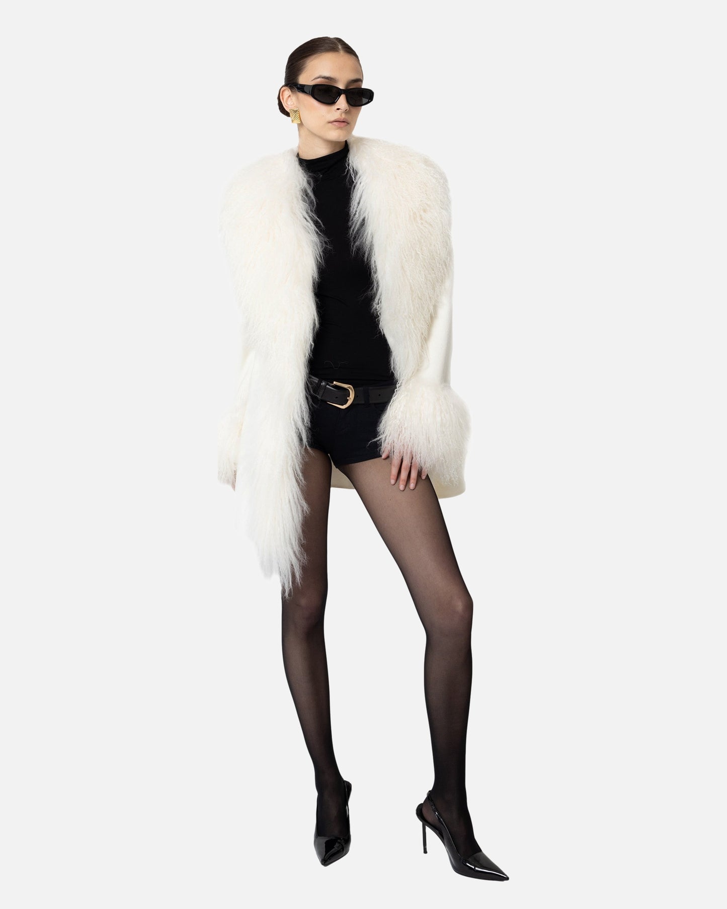 Inez Midi Cashmere Shearling Coat