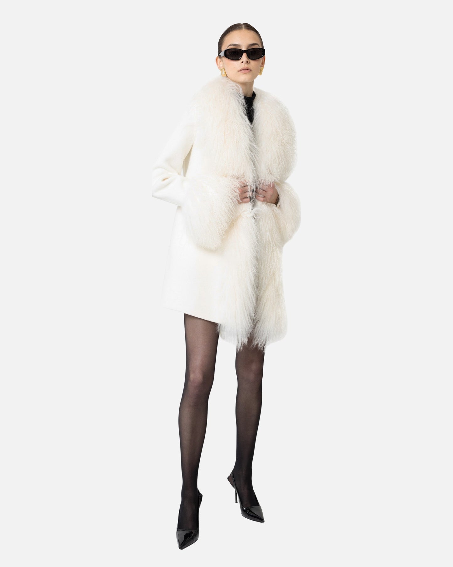 Inez Midi Cashmere Shearling Coat