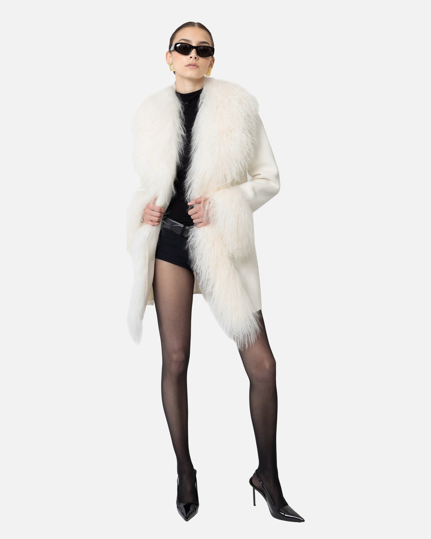 Inez Midi Cashmere Shearling Coat