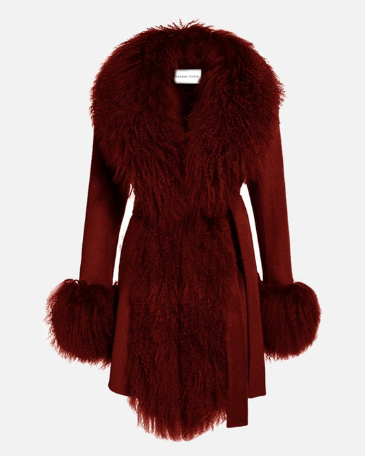 Inez Midi Cashmere Shearling Coat