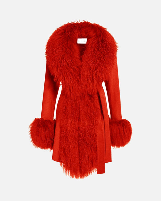 Inez Cashmere Shearling Midi Coat