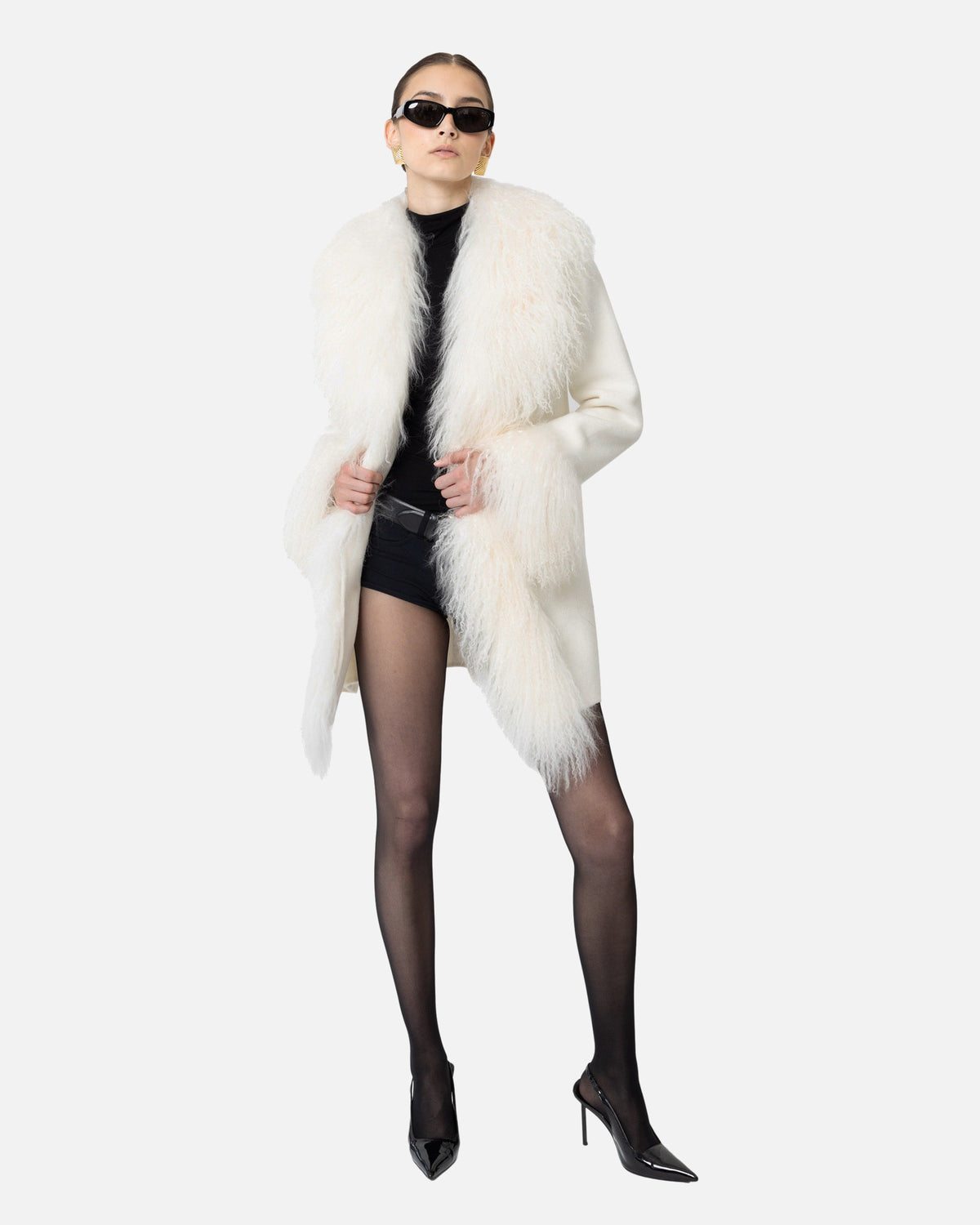 Inez Midi Cashmere Shearling Coat