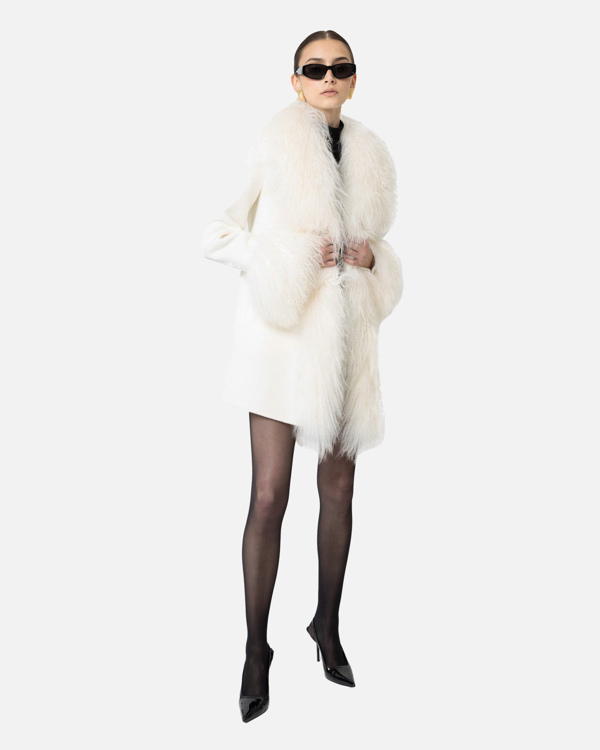 Inez Midi Cashmere Shearling Coat