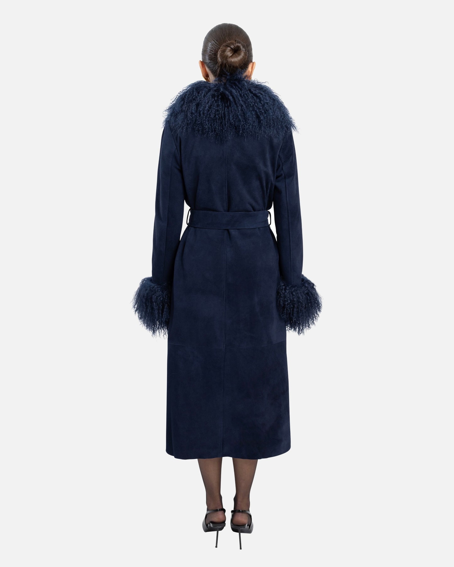 Inez Suede Shearling Maxi Coat