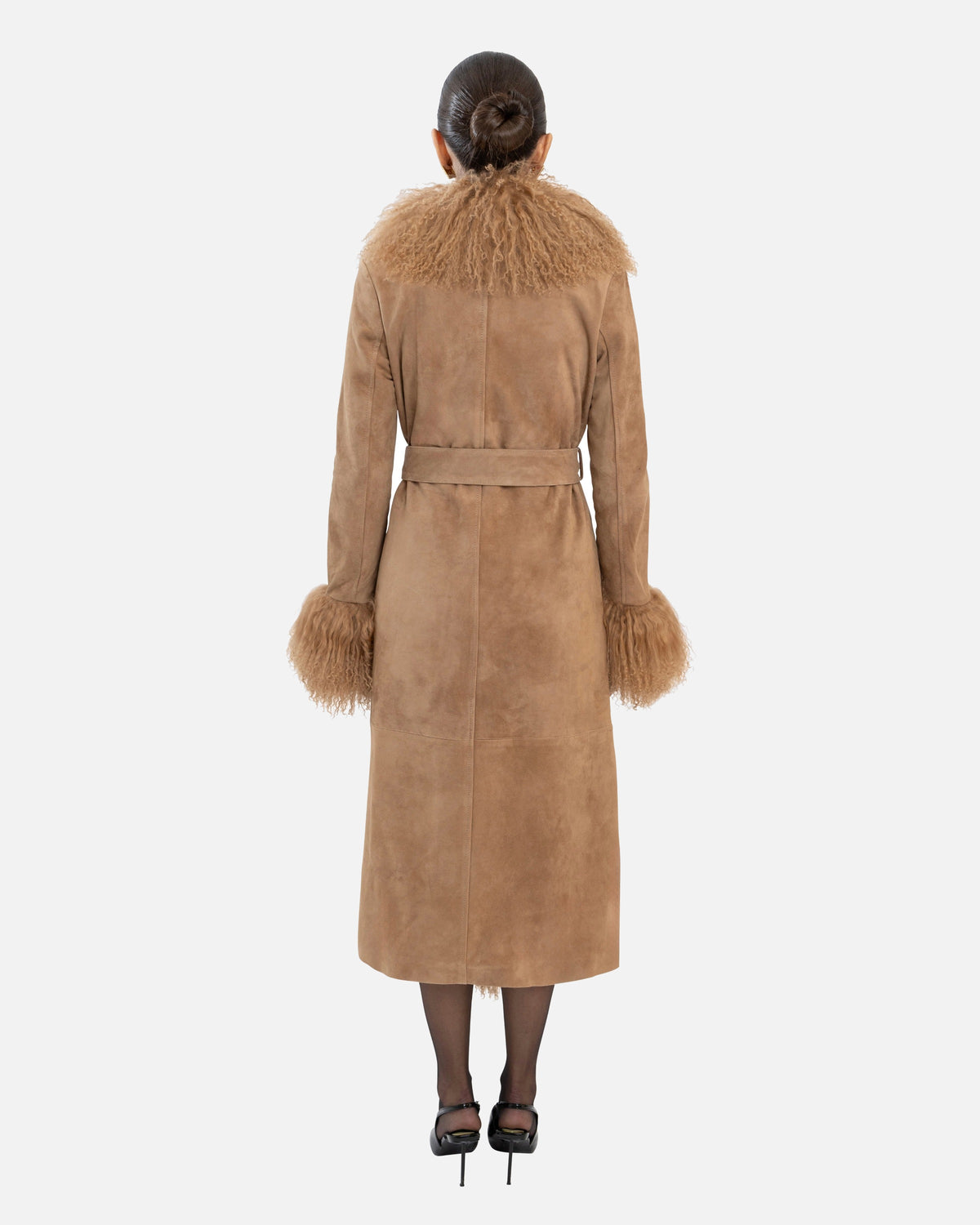 Inez Suede Shearling Maxi Coat
