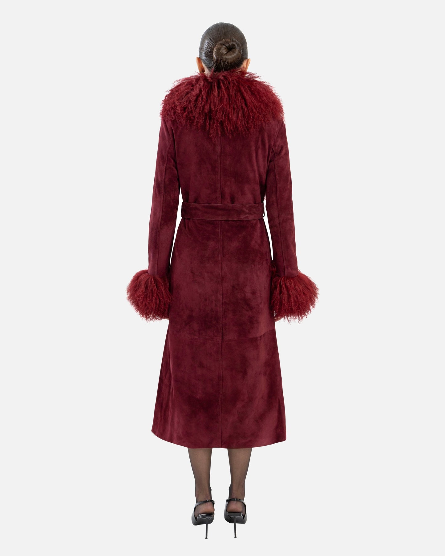 Inez Suede Shearling Maxi Coat