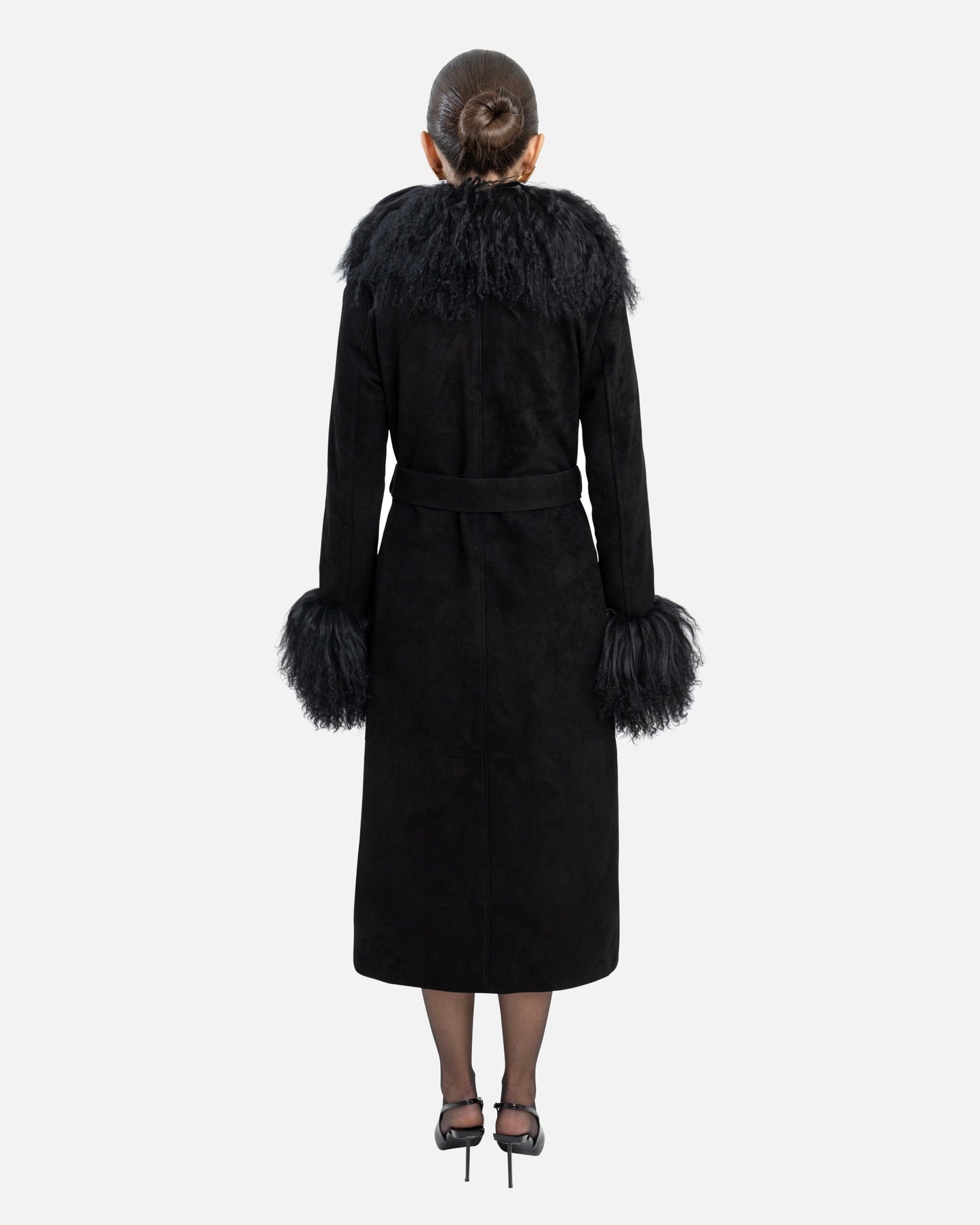 Inez Suede Shearling Maxi Coat