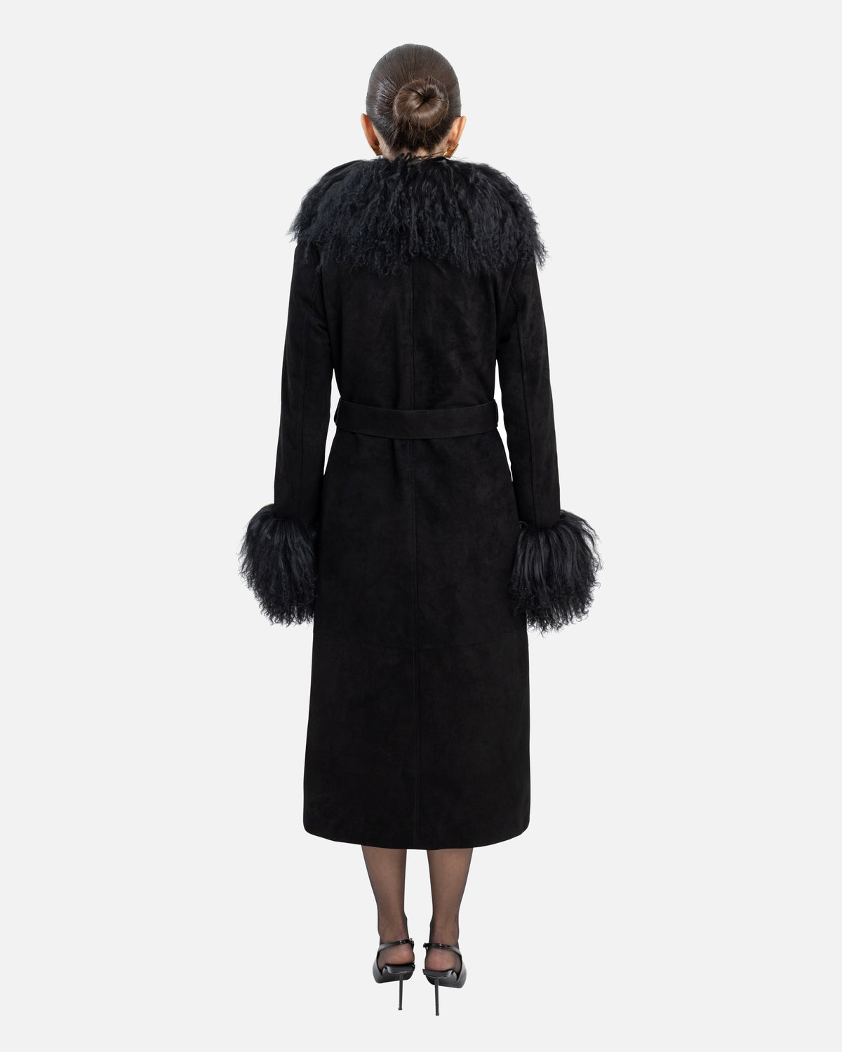 Inez Suede Shearling Maxi Coat