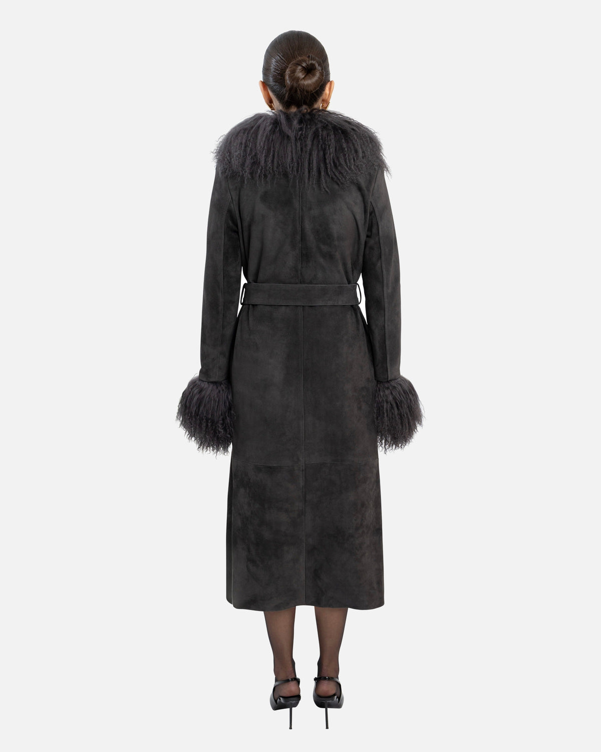 Inez Suede Shearling Maxi Coat