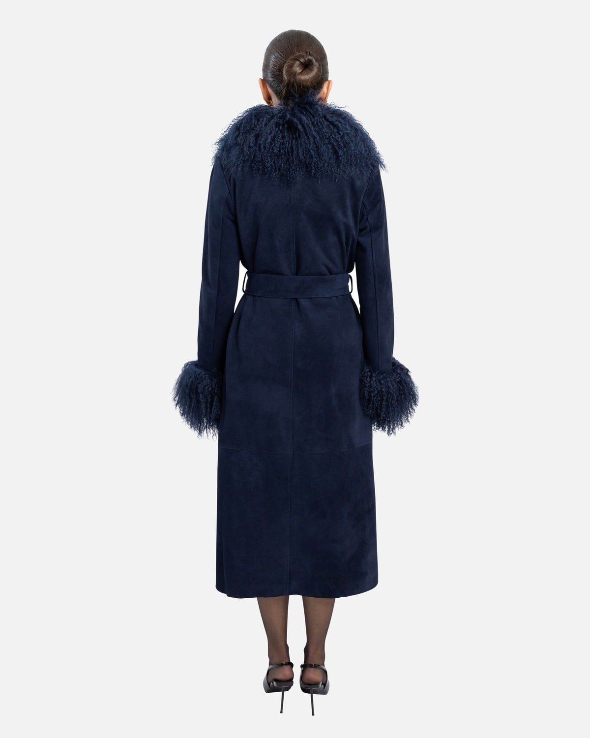 Inez Suede Shearling Maxi Coat
