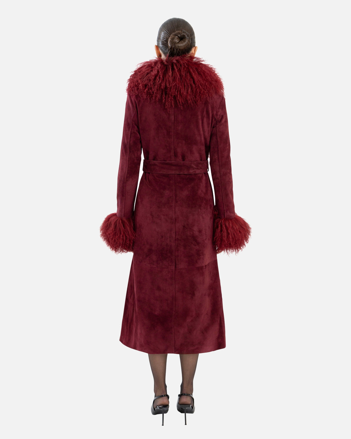 Inez Suede Shearling Maxi Coat