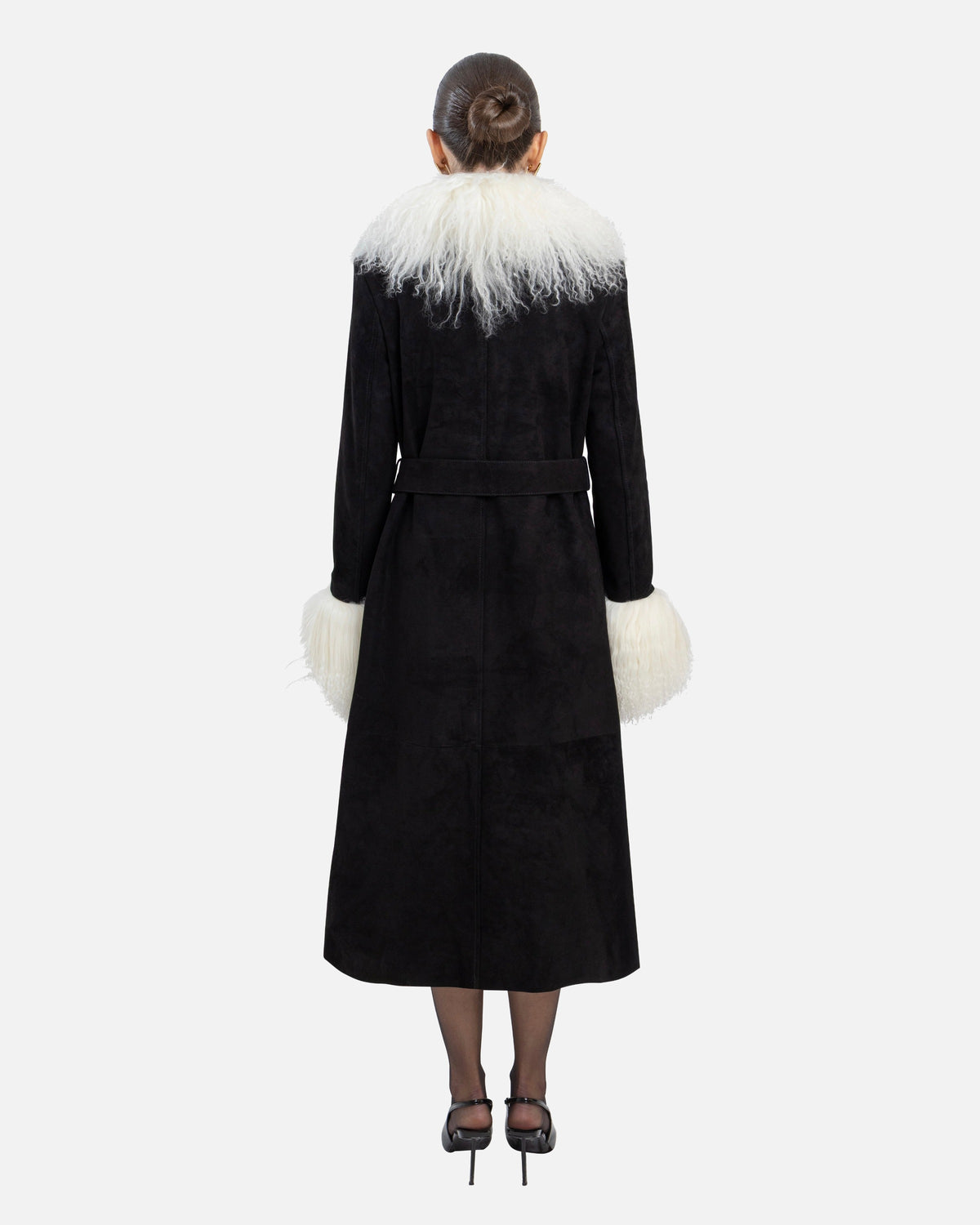 Inez Suede Shearling Maxi Coat