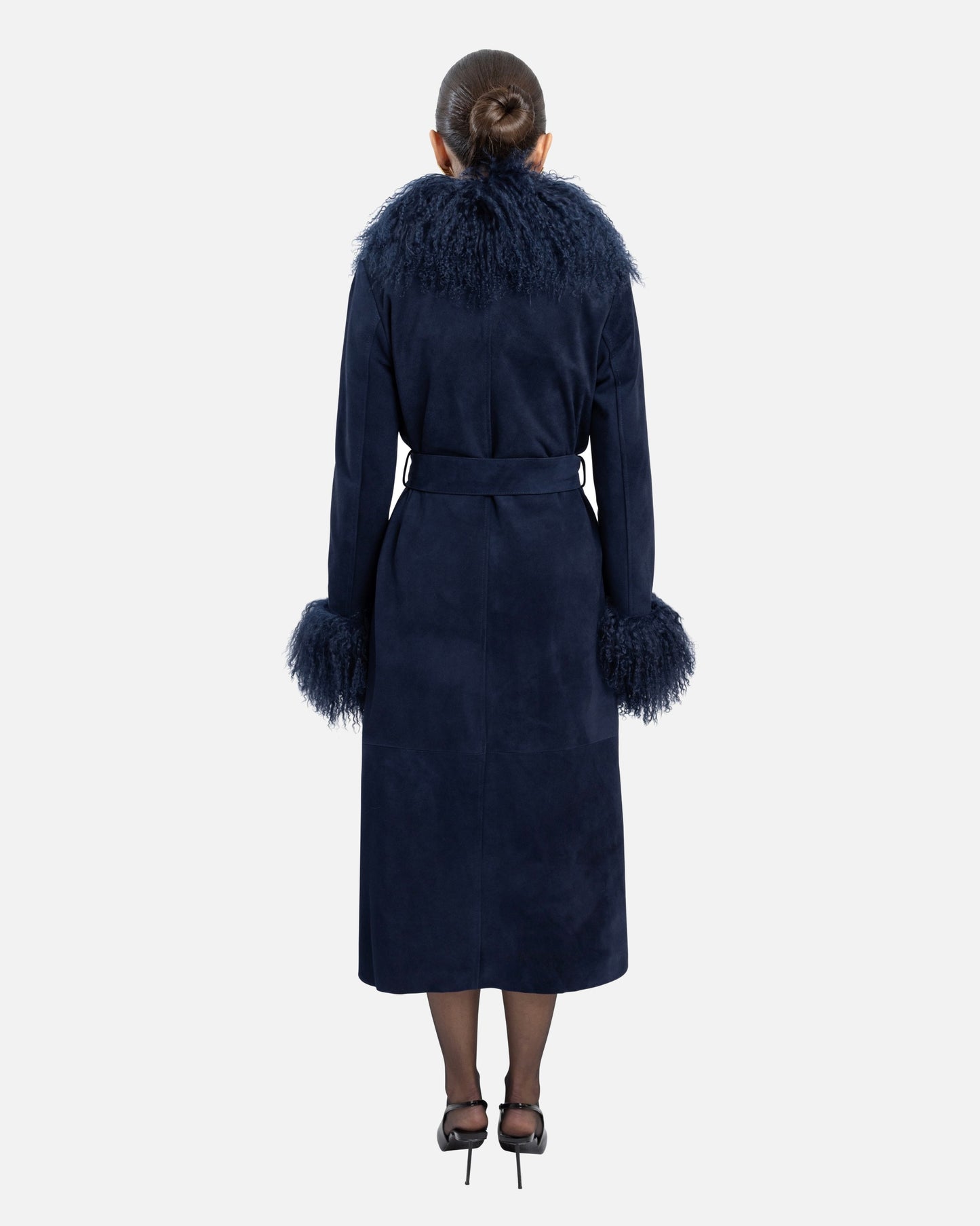 Inez Suede Shearling Maxi Coat