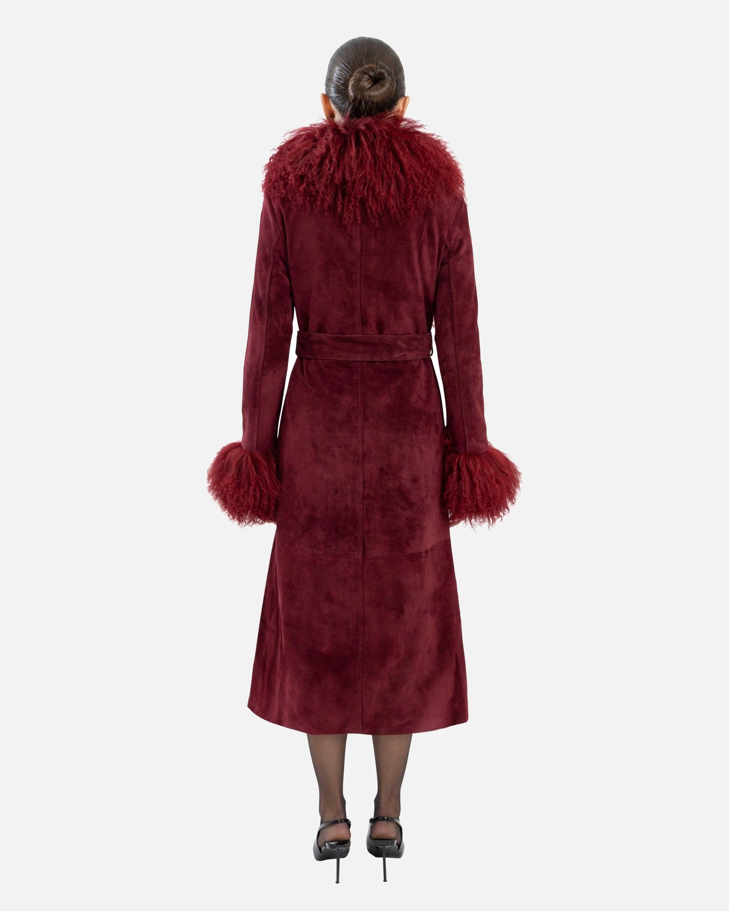 Inez Suede Shearling Maxi Coat