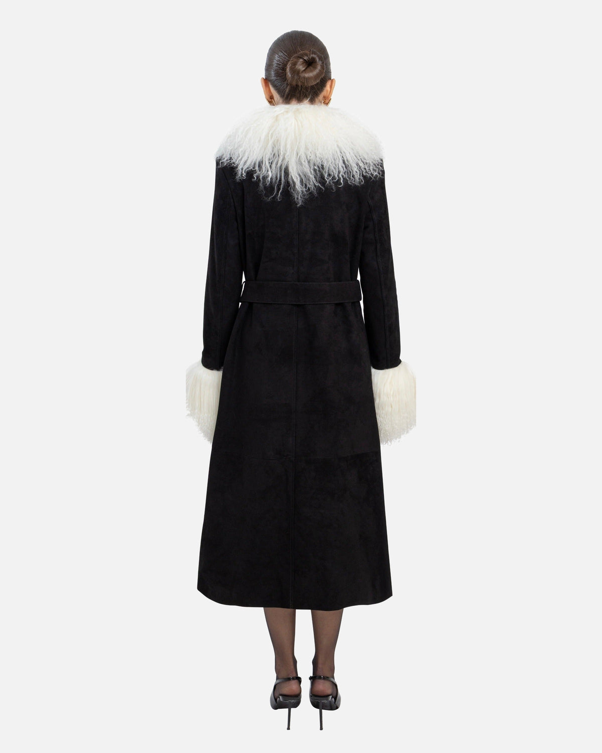 Inez Suede Shearling Maxi Coat