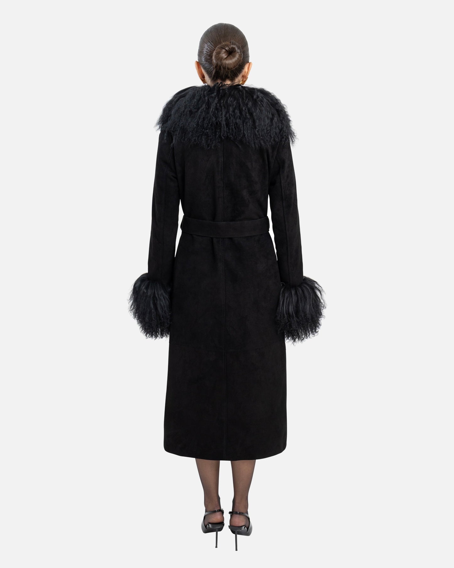 Inez Suede Shearling Maxi Coat