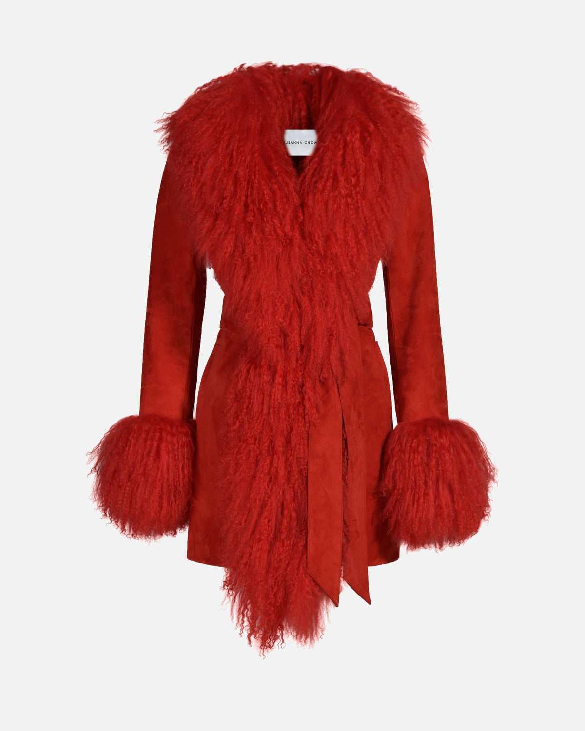 Inez Suede Shearling Midi Coat