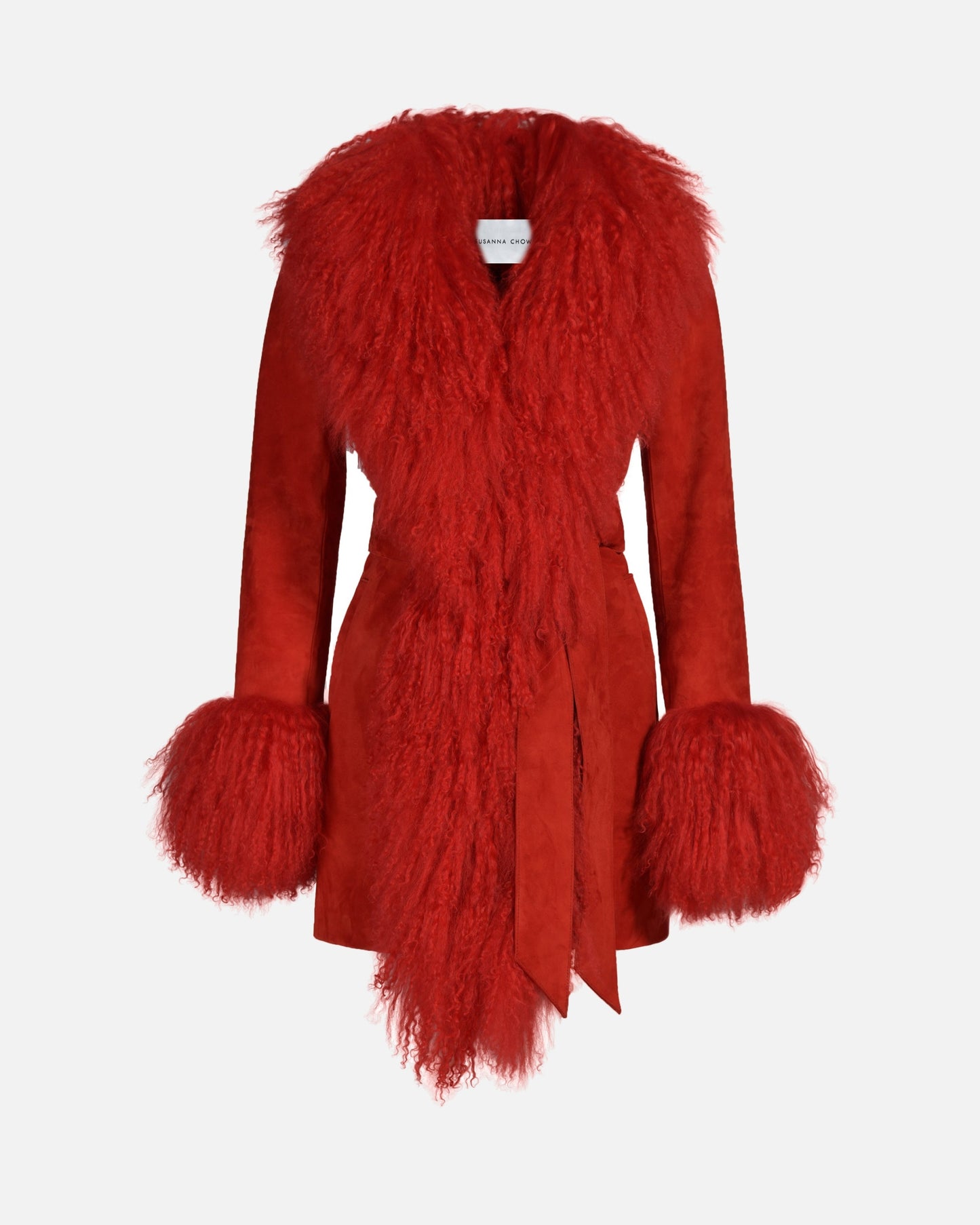 Inez Suede Shearling Midi Coat