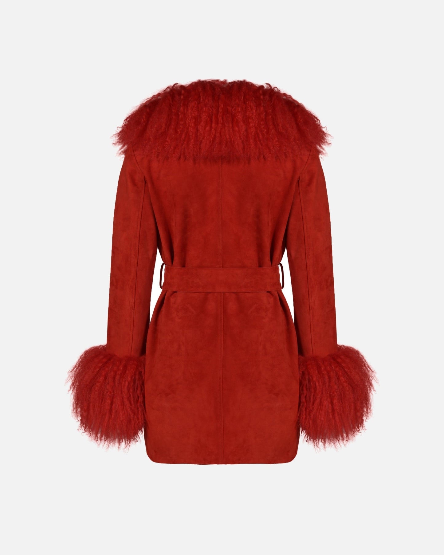 Inez Suede Shearling Midi Coat