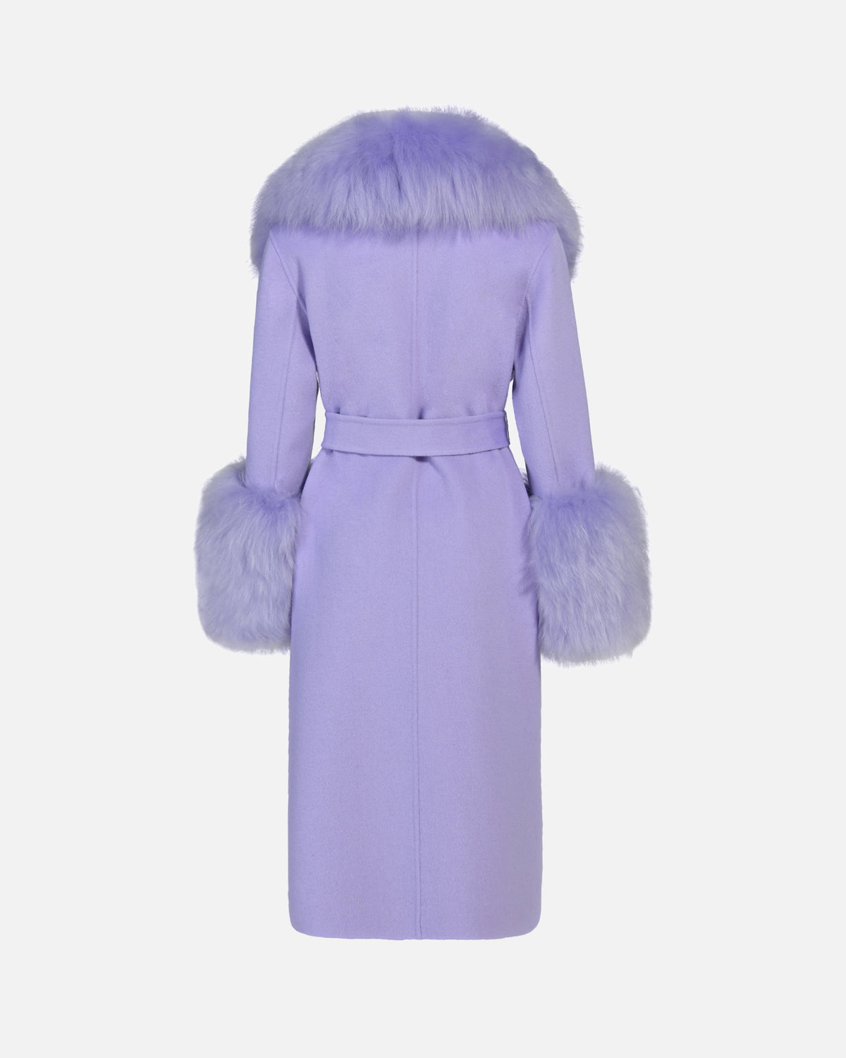 Jojo Cashmere Shearling Coat in Lilac, back