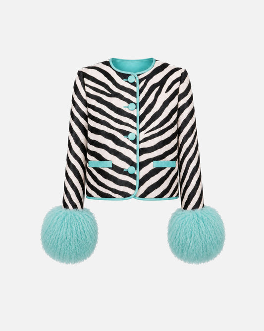 Leandra Zebra Pony Hair Jacket