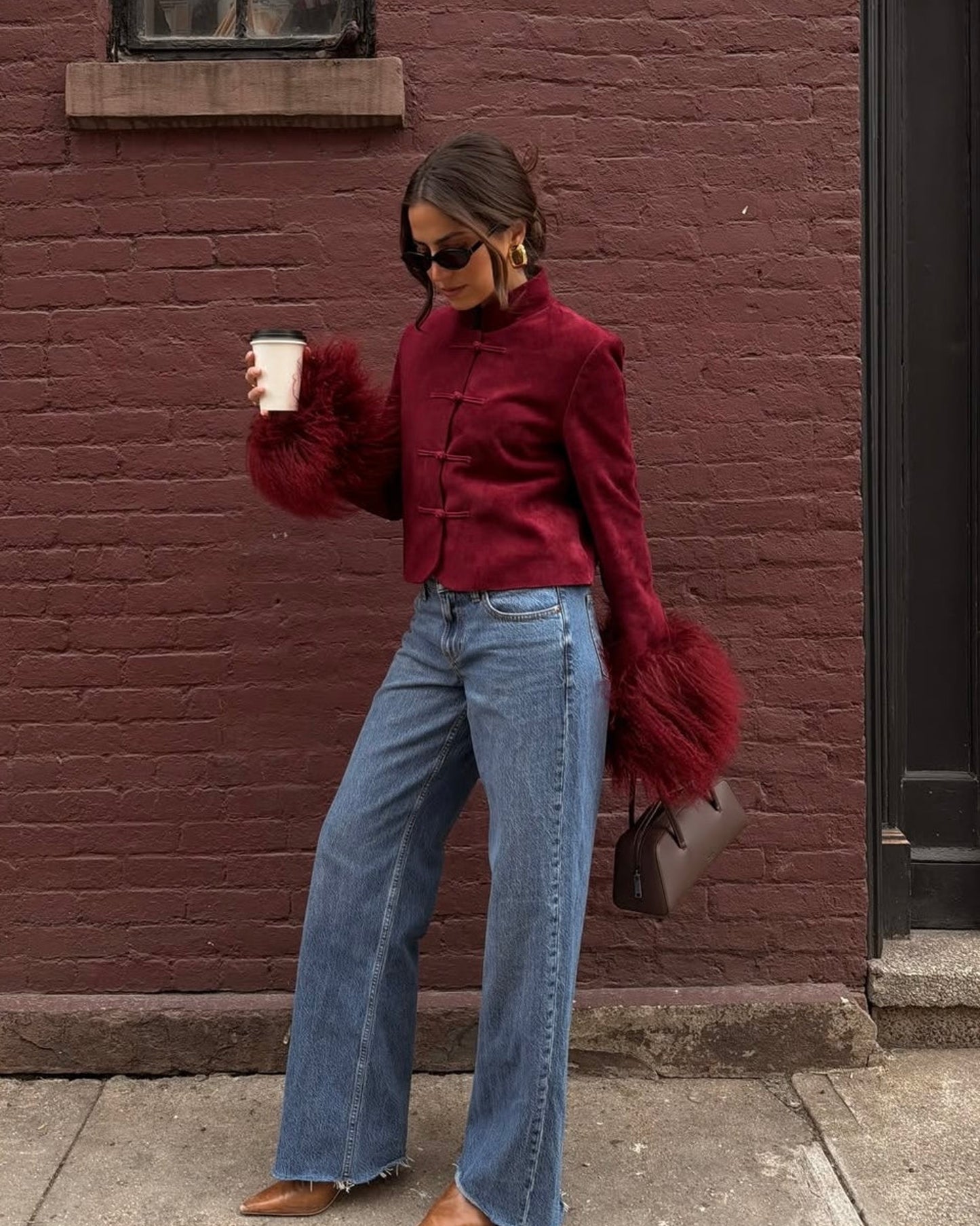 Leighton Shearling Trim Suede Jacket