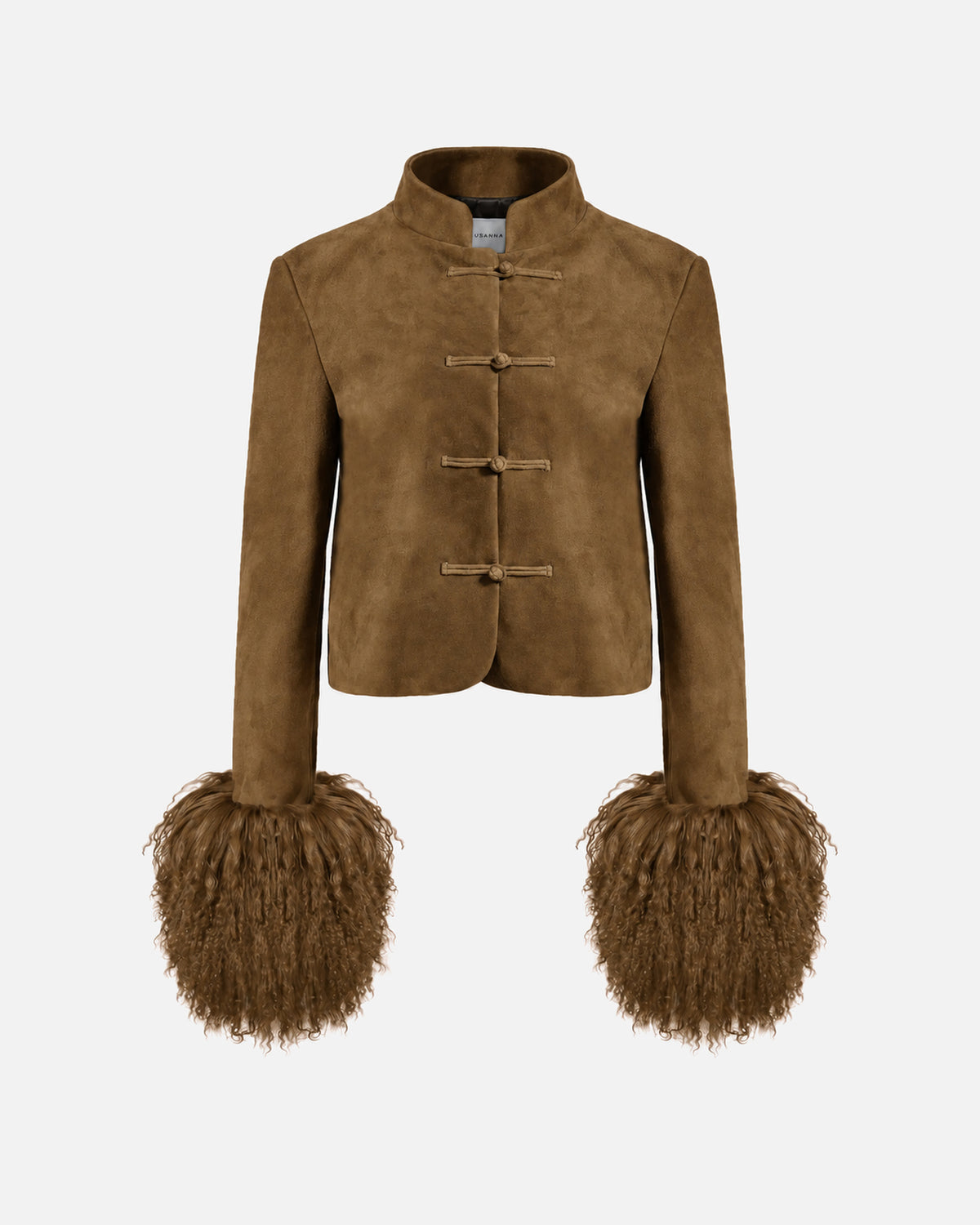 Leighton Suede Jacket in Tobacco Brown, front