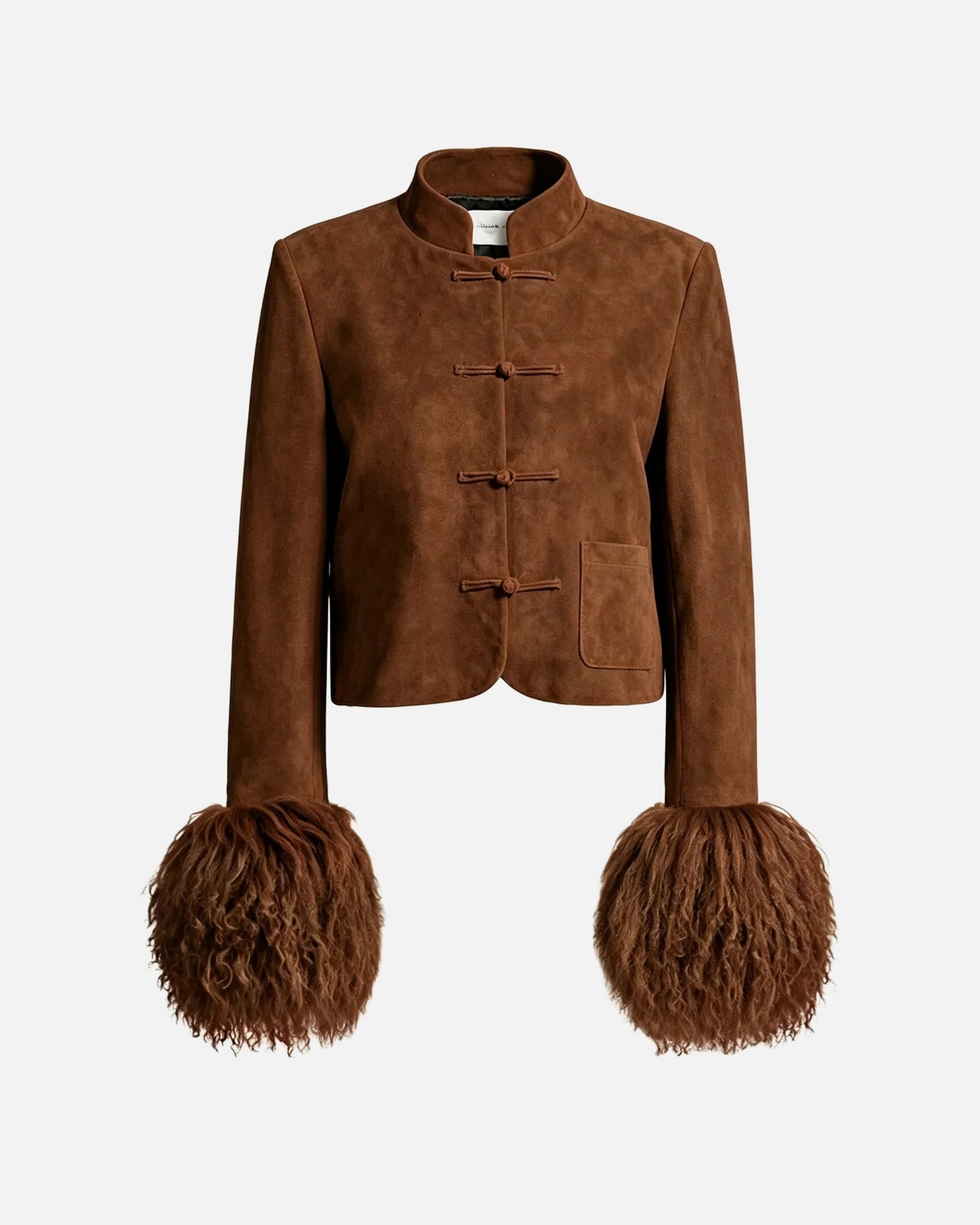 Leighton Shearling Trim Suede Jacket