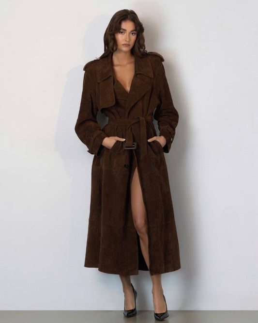 Madison Suede Trench Coat
