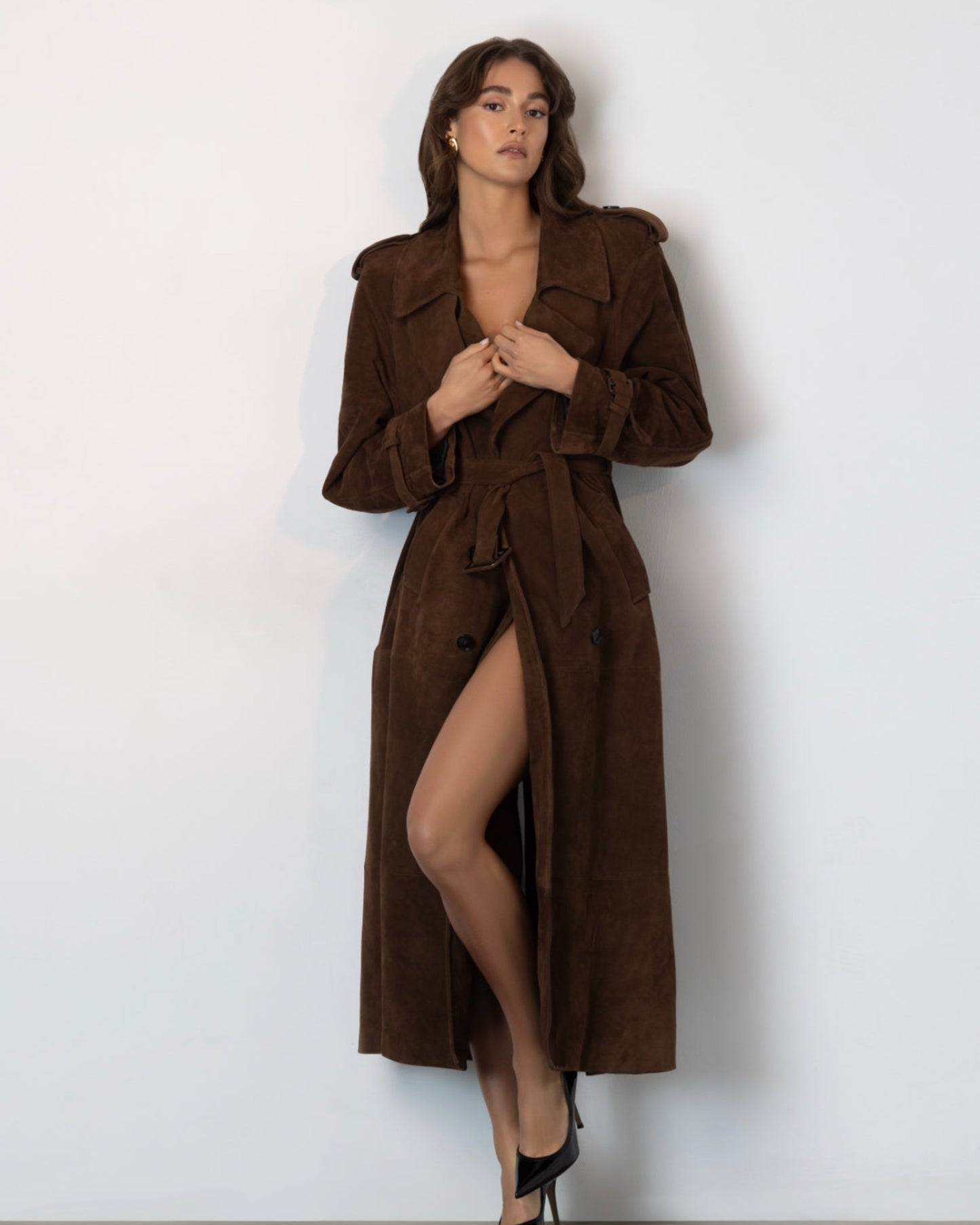 Madison Suede Trench Coat