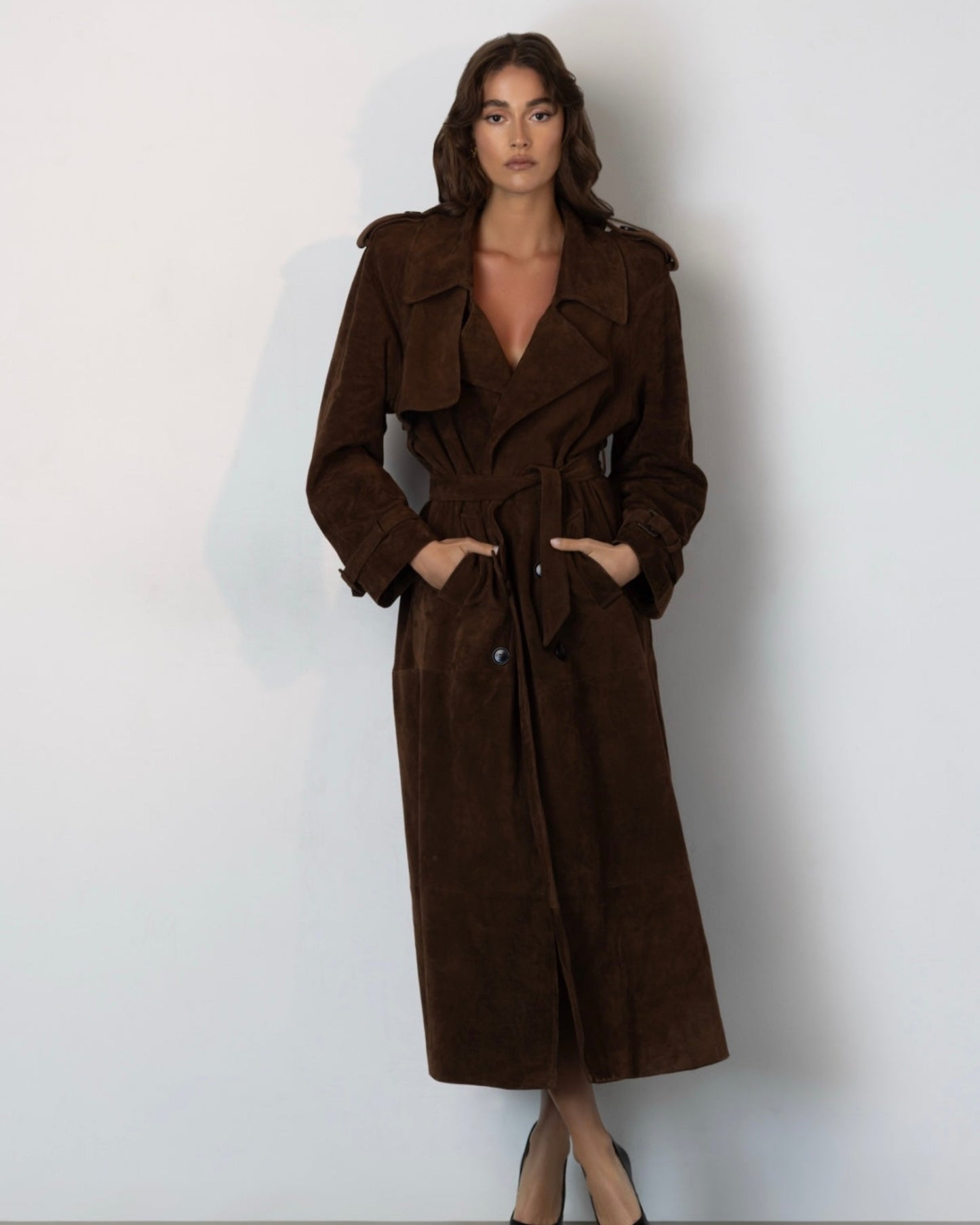 Madison Suede Trench Coat