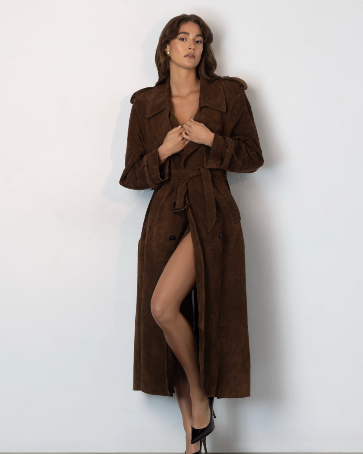 Madison Suede Trench Coat