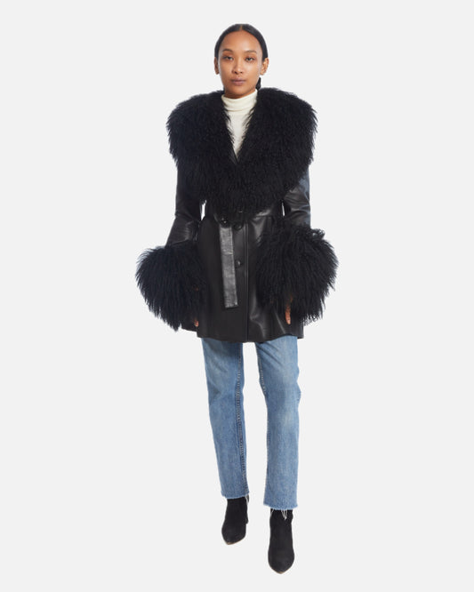 Mimi Leather Shearling Coat