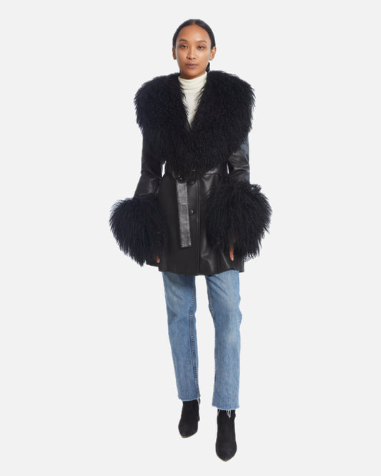 Mimi Leather Shearling Coat