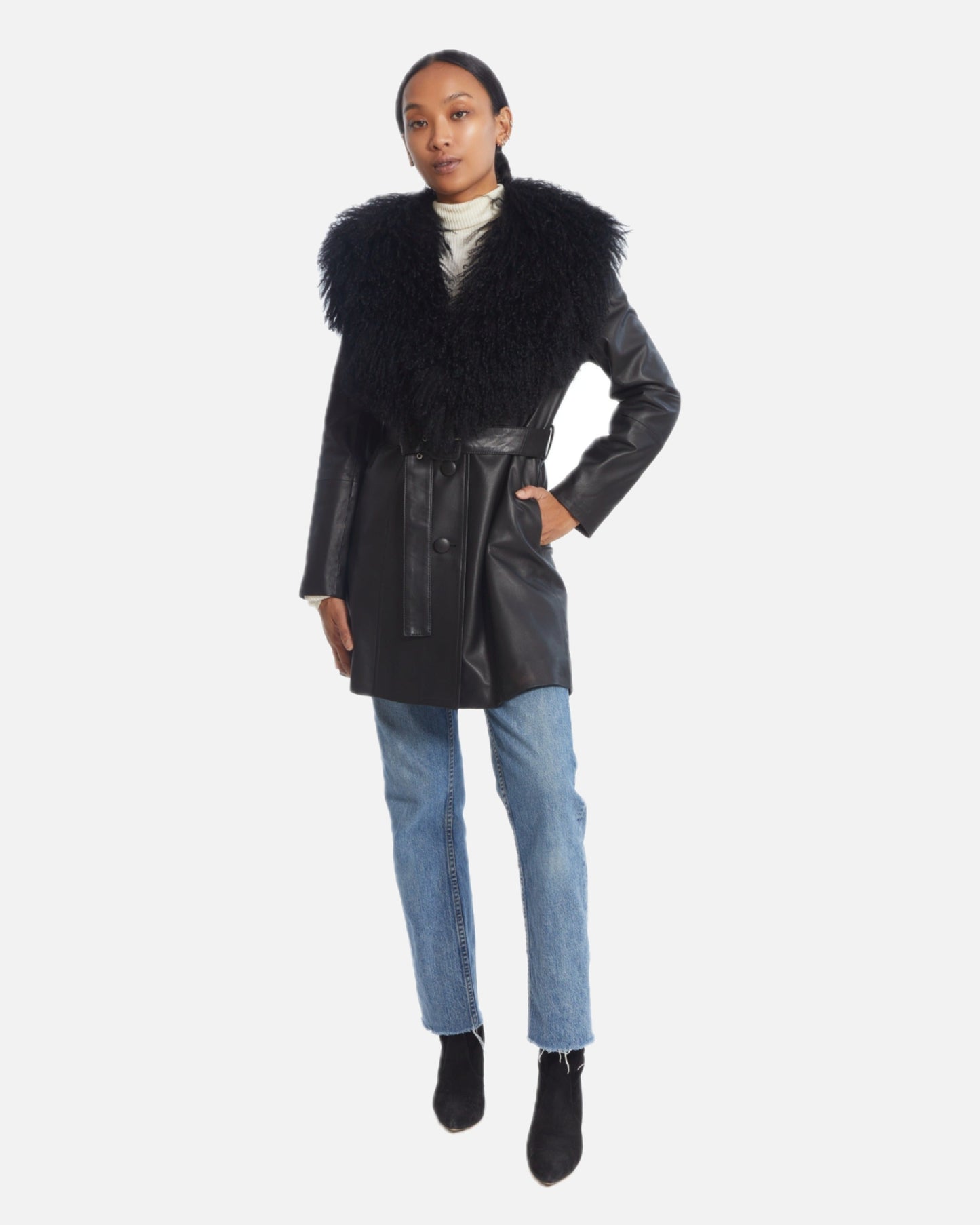 Mimi Leather Shearling Coat